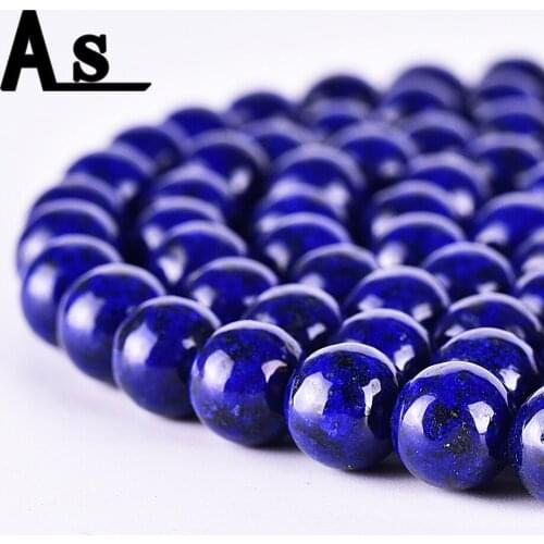 Asingeloo Natural Stone Beads Blue Lazuli Lapis for Bracelet and Necklace Jewelry Making