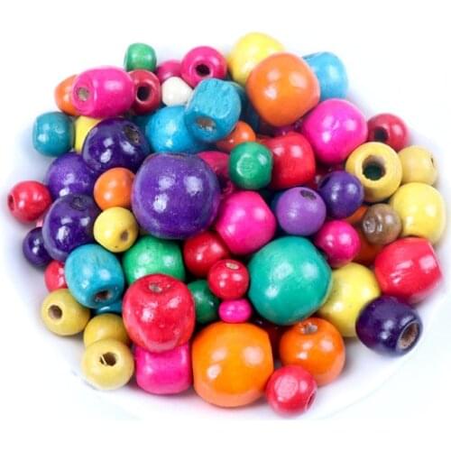 New Mixed Colors Natural Wooden Material beads Round Ball Shape Spacer Beads For Jewelry Making DIY 6 8 10 12 14 16 18 20mm