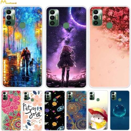 For Tecno Spark 7 Case Cartoon Silicone Soft Phone Cover For Tecno Spark 7 Case Spark7 Coque Clear TPU Bumper Flower Cute Cats