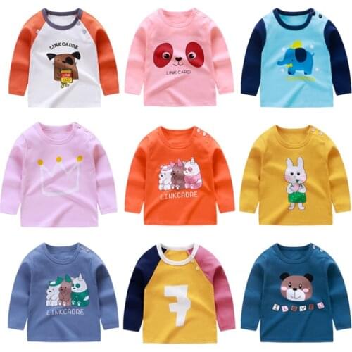 Kids Boys T-shirts Baby Long Sleeve Girls Tops Children Autumn Cartoon Cotton Sweatshirt 2 3 4 5 6 7 8 Years Boy Girl T Shirts