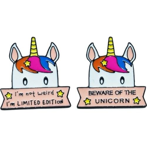 Cartoon Unicorn Enamel Lapel Pin I'm Not Werid But Limited Edition Brooch Badge Brooch Animal Jewelry Gift For Kids Friends