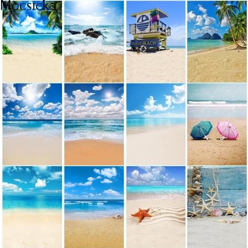 Backdrop for Photography Studio Blue Sky and Sea Summer Holiday Rainforest Beach Photo Background Newborn Kids Portrait Props