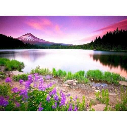 GATYZTORY 5D Diamond Painting Landscape Mountain Lake Square/Round Embroidery Cross Stitch Kit Painting Mosaic DIY Home Decorati