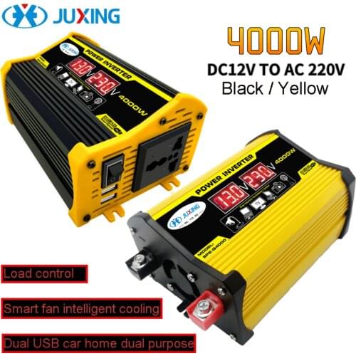 JUXING 4000W Power Inverter Converter With Dual Digital Display Transformer DC 12V to AC 110V/220V Dual USB Use for Car,Outdoor