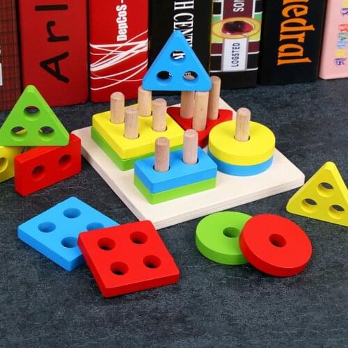 Logwood Baby Wooden Montessori Education Geometry Intelligence Board Teaching Leaning Match Toys for Children