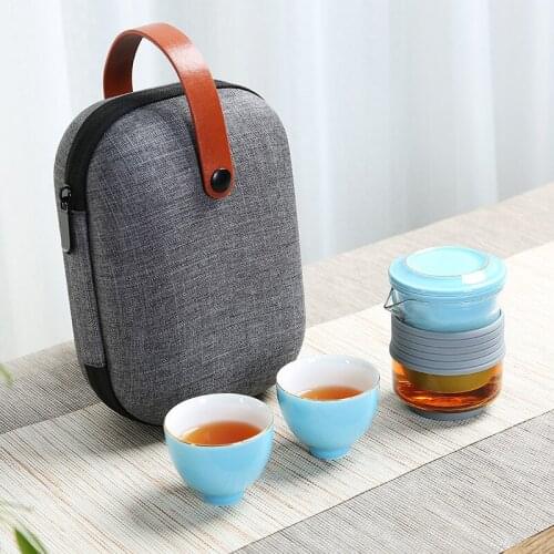 Chinese tea set Set of ceramic travel kungfu tea set Simple tea brewing set for outdoor tourism Express cup Tea set suit