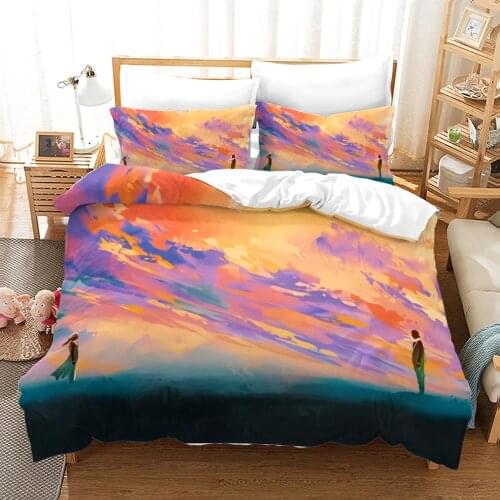King Queen Lovers Bedding Set Single Twin Full Queen King Size Lover Oil Painting Bed Set Childrens Kid Bedroom Duvetcover 018