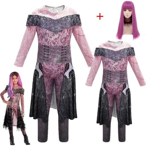 Girls/women queen of mean descendants 3 Mal Bertha Maleficent Cosplay Audrey Costume Girls Halloween Party Clothing 3D Jumpsuits