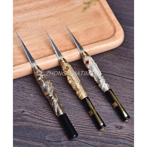 Kitchen carving knife, food carving knife, kitchen carving knife, fruit knife, golden dragon carving knife