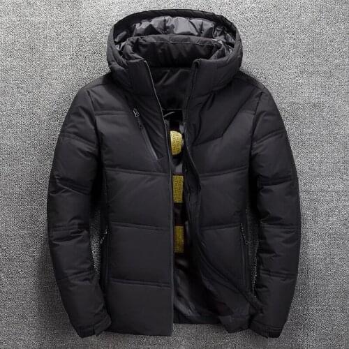Winter new mens down jacket Casual mens thick Detachable hat White duck down hooded coat male Solid color warm zip outwear Tops