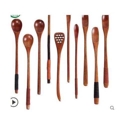 Milk powder tea coffee stir stick dessert spoon small wooden spoon honey spoon spoon Korean style long handle stirring spoon