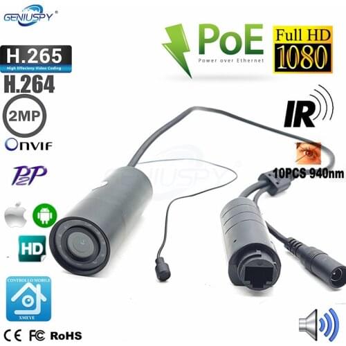 P2P Onvif Waterproof Outdoor 1080p 2mp Miniature Ir Infrared Bullet Mini IP Camera POE Day Night Vision Security Camera For Car