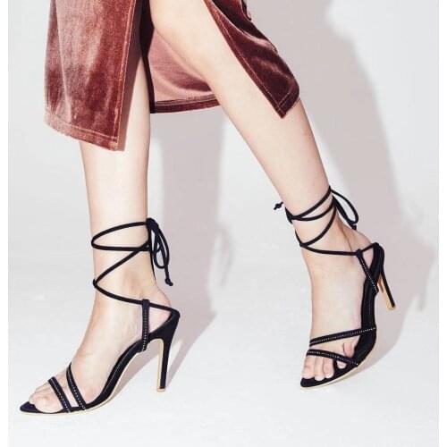 Fashion European and American Diamond Sandals Women Strap Thin Heeled High-heeled Sandals Pointed Womens High Heels