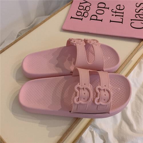 Fashion home slippers womens Japanese and Korean style lovely girls heart flat bottom antiskid bath slippers women slippers