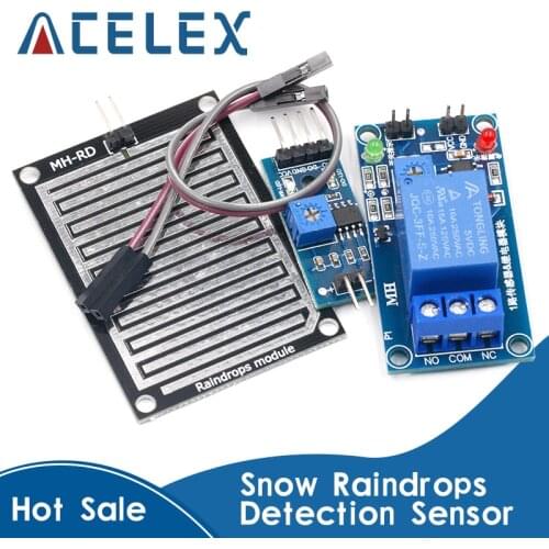 Rain water sensor module + DC 5V 12 Relay Control Module Rain Sensor Water Raindrops Detection Module for Arduino robot kit