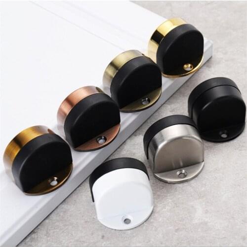 Non Punching Sticker Hidden Stainless Steel Rubber Door Stopper Door Holders Catch Floor Mounted Nail-free Door Stops