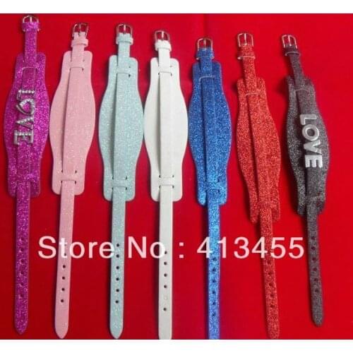 Wholesale 100pcs 8mm wide / 21cm length PU leather DIY Wristband Bracelet Fit For 8MM Slide Letters & Charms