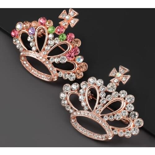 Pauli Manfi Fashion Creative Metal Bow Flower Rhinestone Brooch Girls Pop Party Pin Jewelry Corsage Accessories