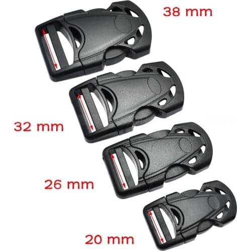 Plastic Side Release Buckles Dual Adjustable Webbing 20mm 25mm 32mm 38mm For Tactical Backpack Casual Bags Outdoor sports bag