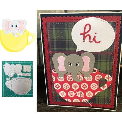 Christmas Elephant Teacup Metal Cutting Dies Fustelle Metalliche Per Scrapbooking Embossing Paper Card Craft
