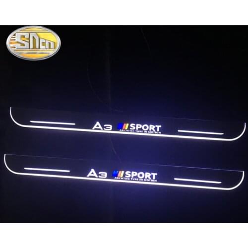 SNCN 4PCS Car LED Door Sill For Audi For Audi A3 8P 8V 8L Sedan Ultra-thin Acrylic Dynamic LED Welcome Light Scuff Plate Pedal