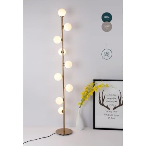 Floor lamp glass sofa lamp Nordic living room bedroom vertical lamp creative net red decorative floor lamp