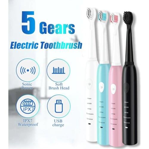 Ultrasonic Sonic Electric Toothbrush Rechargeable Tooth Brushes Washable Electronic Whitening Teeth Brush Adult Timer Brush