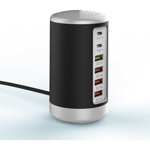 Brand Multi Port USB Charger Hub QC3.0 65W USB Fast Charger Multi 6 Port Type C PD Charger Mobile Phone Charging Dock Station