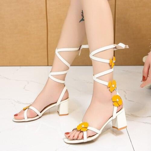WomanS Fashion Flowers Wedges Sandal Elegant Beach Summer Dresses 2021 Shoe WomenS Lace-Up For Comfy High Heels 35 37 38 39 40