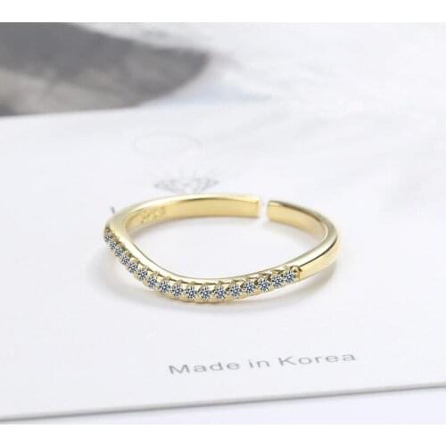 Open Size Silver Color Rings For Women Engagement Jewelry Simple A Row Zircon Ring Popular Lady Party Accessories KOFSAC