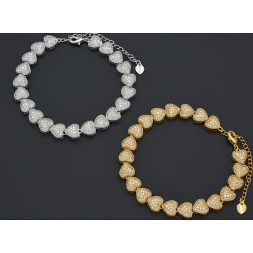 Heart Shaped Lady White And Gold Bracelet Charm Zircon Crystal Bracelet European And American Chain Bracelet Fashion Accessories