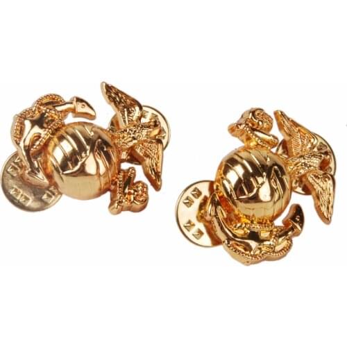 PAIR USMC US MARINE CORPS MARINES EMBLEM INSIGNIA COLLAR BADGE PIN