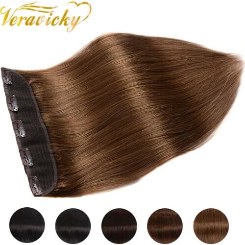 100g 120g Clip In One Piece Brazilian Hair Clips Tic Tac 5 clips Machine-Made Remy Hair piece Natural Straight Clip Human Hair