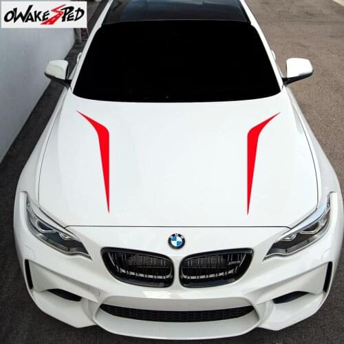 2pcs Racing Sports Styling Car Hood Cover Stickers Long Stripes Decor Vinyl Decals Auto Exterior Tuning Accessories