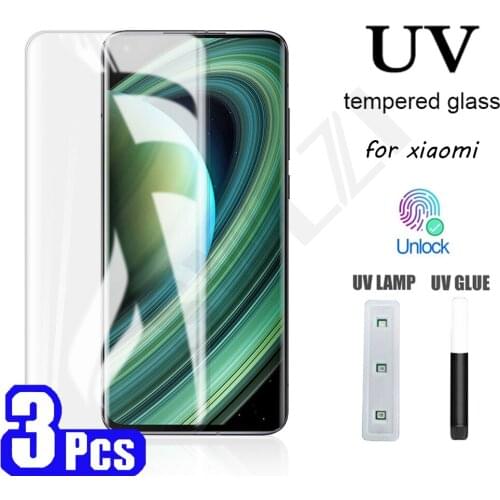 3/5Pcs UV tempered glass for Xiaomi mi 11 pro Ultra UV Glass screen protector Xiaomi minote 10 lite 10s CC9 pro protective film