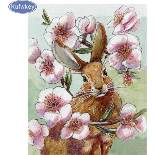 5d Diamond embroidery,flower,diy diamond Painting picture of rhinestone 3D image cross stitch rabbit diamond pattern Home decor