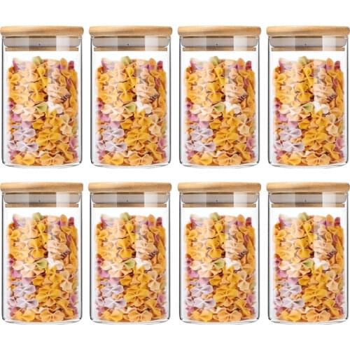 8Pcs Glass Food Canister Jar With Bamboo Lid Silicone Ring Storage Jar 175ML Airtight Sealing Kitchen Storage