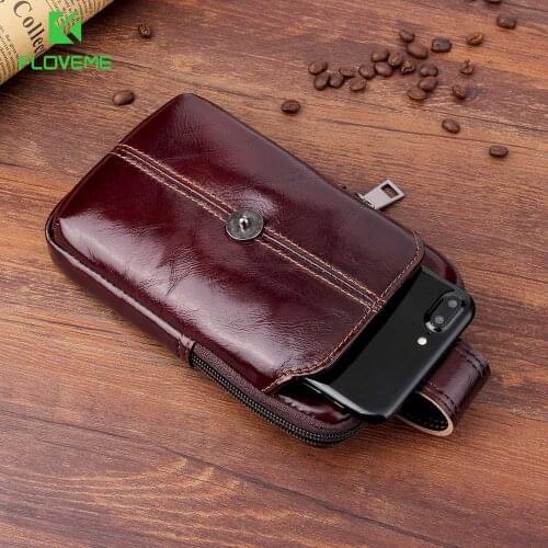 FLOVEME Genuine Leather Wallet Case For iPhone 11 First Layer Waist Phone Bag For iPhone 7 11 Pro X XR 6/6S/7/8 Plus 6.3" Inch