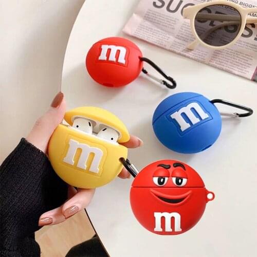 For AirPods 2 Case Silicone Cute 3D Chocolate Beans Earphone Case For Apple Air pods Cover Headphone Cover For Earpods Strap