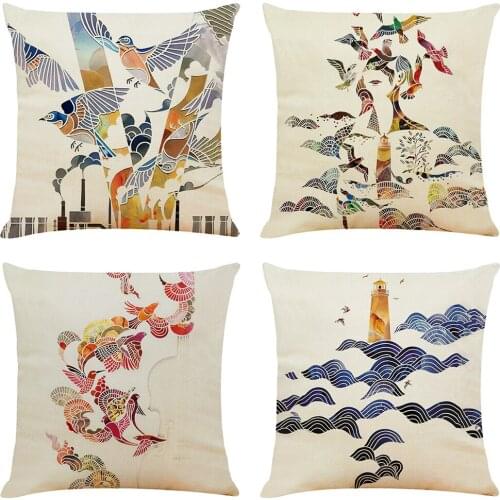 Art Themed Cushion Cover Decorative Pillows Fashion Seat Cushions Home Decor Soft Flax Throw Pillow Sofa Pillowcase