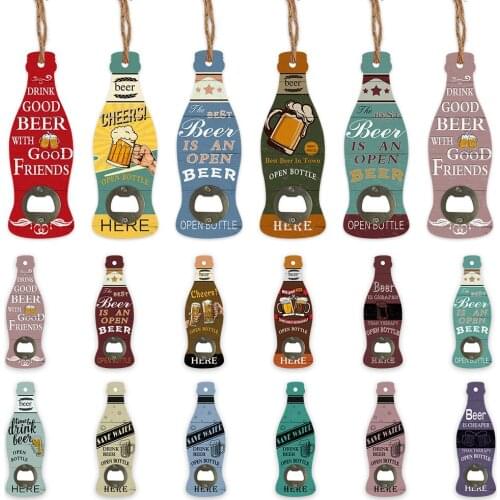 Beer Bottle Wooden Signs Summer Pub Wood Plaques for Beach Bar House Door Hanging Wall Decor Plates Plaque Corkscrew