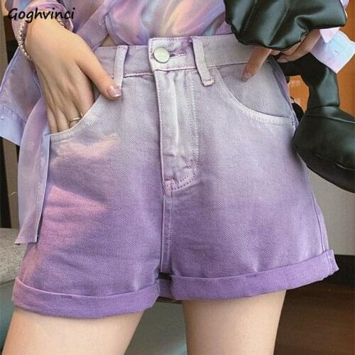 Denim Shorts Women Cool Fashion Retro Wide Leg Gradient Color Chic Ulzzang Lovely Vintage Washed Streetwear Plus Size 3XL Casual