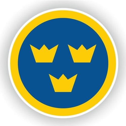 Hot Funny Sweden Air Force Round Flag Car Sticker Art Pattern Decal Decoration Motorcycle PVC 13cm X 13cm