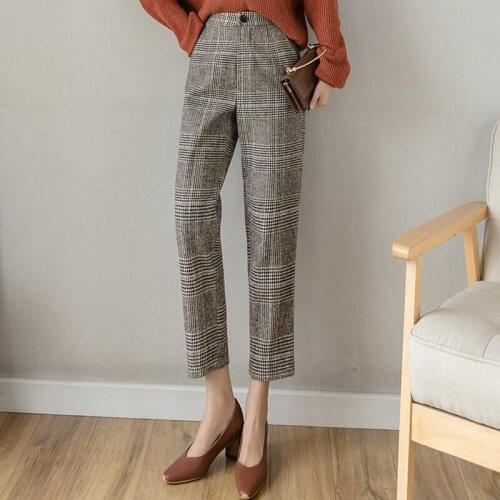 LY VAREY LIN Women's Plaid Trousers