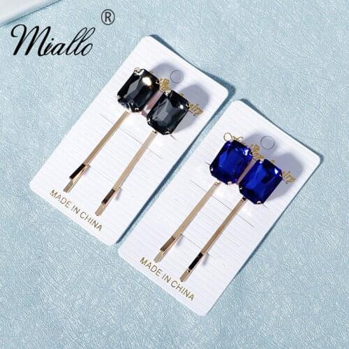 Miallo Fashion 2pcs/lot Crystal Hair Clips for Women Girls Hair Accessories Gold Color Hair Jewelry Hairpin Headpiece Gifts