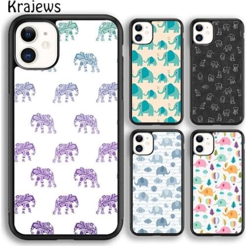 Krajews Indian Baby Elephants soft Phone Case Cover For iPhone 5s SE 2020 6s 7 8 plus X XS XR 11 12 mini pro max coque Shell
