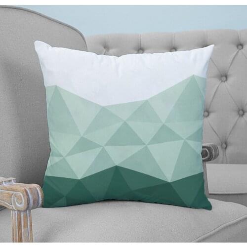Geometric Green Triangle Pattern Printed Throw Pillow Case Plush fabric Pillowcase Home Decorative Pillow Hot
