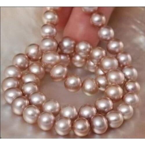 Charming 18'8-9mm freshwater pink round pearl necklace 925silver