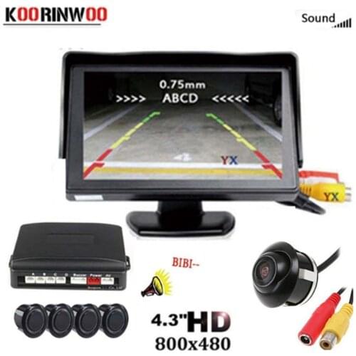 Koorinwoo Parktronic Car Detector Radar With LCD Screen parking sensors 360 Reverse 360 Rearview Camera night vision Black white
