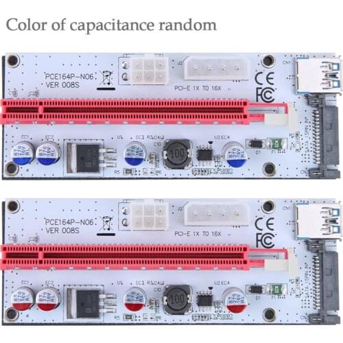 60cm PCI-E Riser Card VER008S 4Pin 6Pin SATA Power 008S PCIe 1x 16x Adapter USB 3.0 Cable For Bitcoin Miner BTC Mining